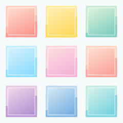 Poster - Nine colorful square gradient backgrounds with white borders arranged in a grid pattern.