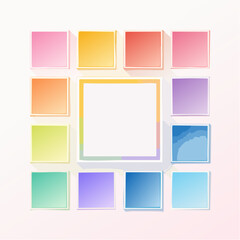 Poster - Colorful gradient square boxes arranged in a grid on a soft pastel pink background