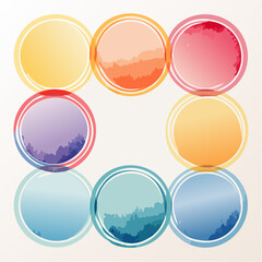 Poster - Colorful abstract illustration of eight gradient circles arranged in a square formation