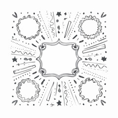 Poster - Hand-drawn frame design with burst lines and decorative elements for graphic use