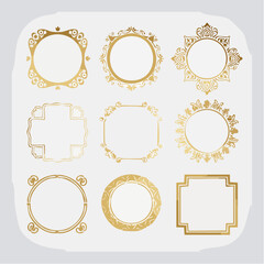 Poster - Elegant golden ornamental frames collection, decorative vector graphic design elements