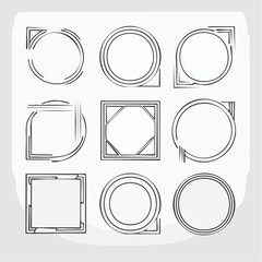 Poster - Elegant geometric design elements in a set of nine vector outlined frames