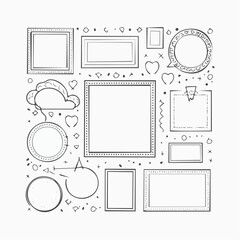 Poster - Hand-drawn frames and elements illustration with various shapes and decorative details