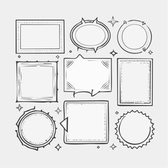Poster - Collection of hand-drawn doodle frames, borders, and decorative design elements