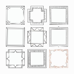 Poster - A collection of nine unique square frames with various decorative and artistic designs.