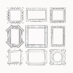 Poster - Hand drawn collection of various frame shapes and designs on a neutral background