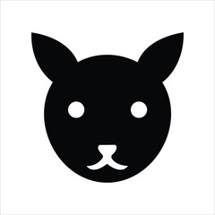 Poster - Simple black and white cartoon cat head icon on isolated white background