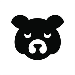 Poster - Simple black and white vector illustration of a cute teddy bear head icon