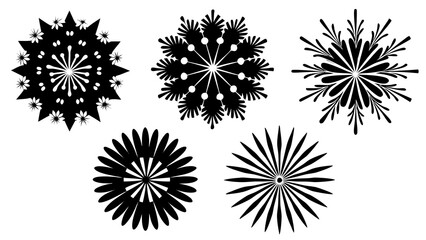 Poster - A collection of unique and decorative black and white floral or snowflake inspired vector designs on a white background