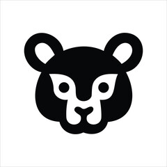 Poster - Simple stylized black and white animal face suitable for a logo design or icon