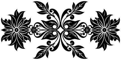 Poster - Elegant black and white floral border design with ornamental flourishes perfect for various creative projects and designs