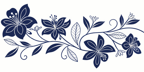 Poster - Elegant botanical floral design of blue flowers and leaves arranged on a transparent background for creative projects