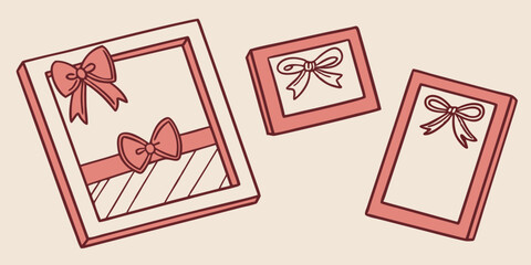 Poster - Collection of decorative bows on frames and rectangles with decorative outlines for design projects and decoration