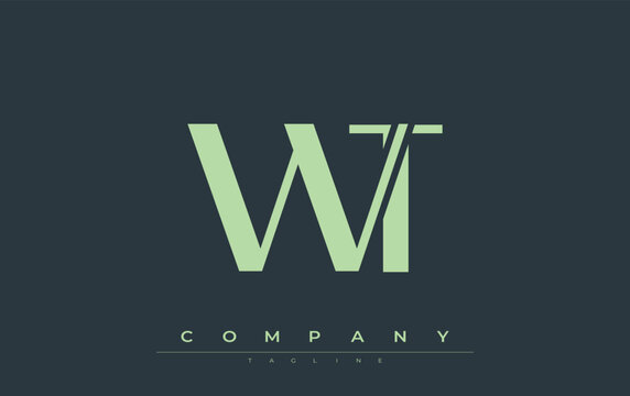 WT Modern Initials Logo Design. Branding logo with stylized initials showcasing bold design and modern aesthetic. Ideal for professional business branding or creative projects focusing on minimalistic