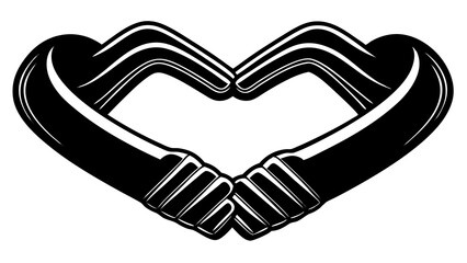 Poster - Abstract illustration of two hands forming a heart shape depicting love and connection on a white background
