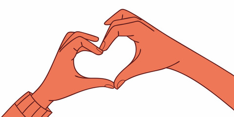 Poster - Simple vector illustration of hands forming a heart shape showing love and affection with transparency