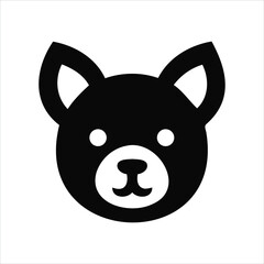 Poster - Simplified black and white illustration of a cute stylized bear face with rounded features
