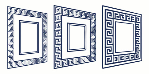 Poster - Three perspective views of transparent greek key frames suitable for design projects and decorative backgrounds