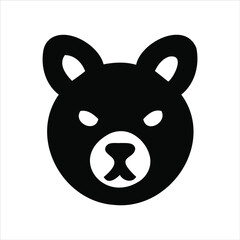 Poster - Black and white bear head icon isolated on a white background suitable for various designs