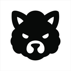 Poster - Bold black and white cartoon icon depicting a shiba inu dog with an angry expression