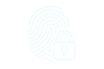 Poster - Fingerprint and padlock representing biometric security and data protection with transparent background