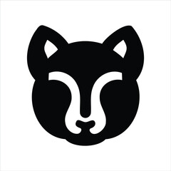 Poster - Simple bold black and white silhouette graphic of a fox head for logo design