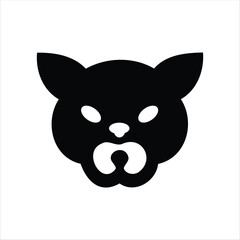 Poster - Stylized black cat face logo illustration on a white background for design and branding projects