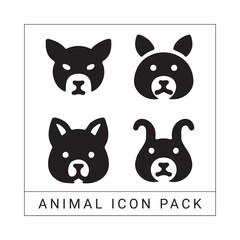 Poster - Minimalist black and white dog icons representing pet symbols for design applications