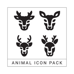 Poster - Minimalist black and white deer head icons pack design for logo and decorative purposes