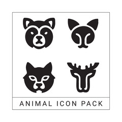 Poster - Simple black and white animal head icons for design and creative projects applications