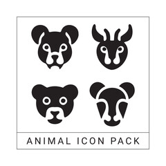 Poster - Stylized animal head icons in black and white perfect for web and print design projects