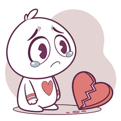 Naklejka na meble A Little Creature with a Broken Heart Feeling Down