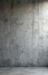 Poster - Concrete wall background with square panels, grey, grunge. Textured industrial backdrop. Grimy, rough aged cement surface. Design with blank space for construction, loft, interior design projects.