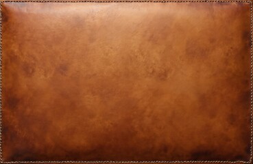 Poster - Tan leather surface with stitched edges. Brown textile texture background for luxury design, interior decor. Detailed rough grainy pattern for vintage, rustic elements.