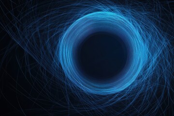 Poster - Abstract blue circle with geometric lines creates an intriguing visual effect on a dark background