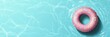 © Oleksandr - Summer pool party invitation template featuring a fun pink float in clear water