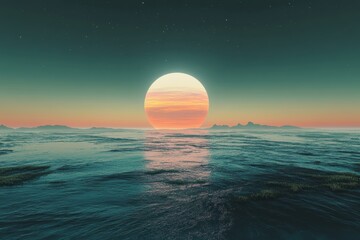 Poster - Stunning sunset over calm waters with vibrant colors reflecting on the surface