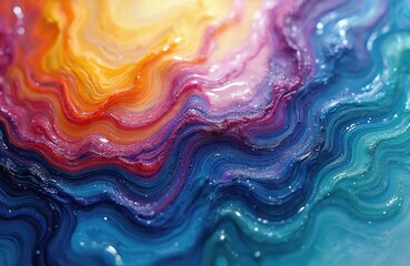 Poster - Abstract oil paint background. Colorful liquid flow pattern. Artistic vibrant design with bright shades. Textured art for creative projects, web design, graphic elements, posters, prints.