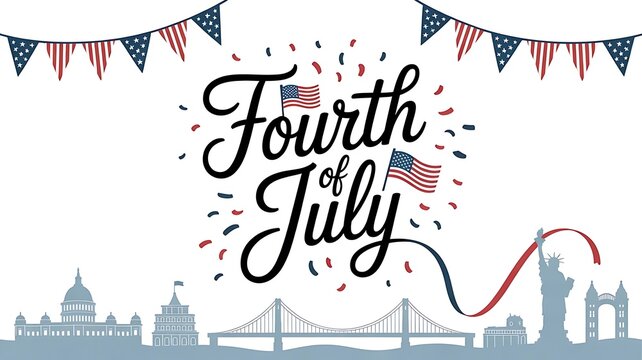 Happy Fourth of July - United Stated independence day greeting., created with generative ai