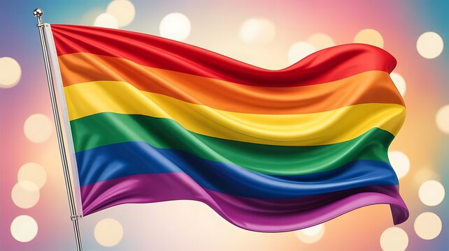 Pride month concept design of rainbow flag background 3D render, created with generative ai