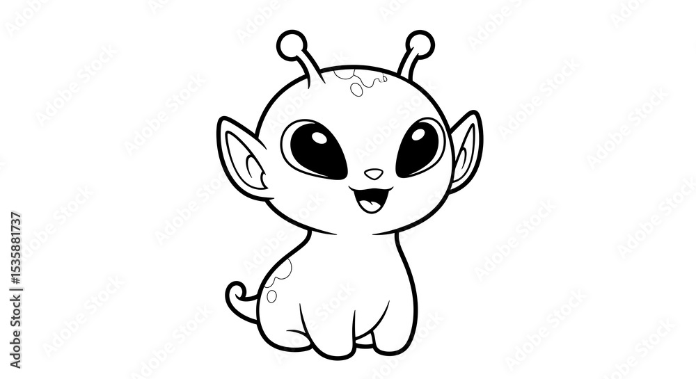 Cute alien coloring page for kids printable alien outline drawing alien ...