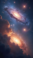 Aufkleber - Spectacular cosmic scene galaxy in deep space. Numerous stars, luminous nebula clouds illuminate universe. Celestial bodies cosmic beauty. Astronomy, space exploration background, sci-fi.