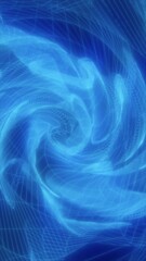 Poster - Abstract blue swirling mesh grid forming a vortex of digital energy and depth