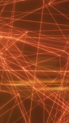 Poster - Orange laser lines intersect over a dark background forming a glowing network grid