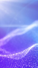Poster - Abstract landscape made of shimmering digital particles on a soft purple and blue gradient background