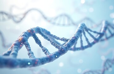 Aufkleber - 3D rendering of DNA molecule helix. Beautiful illustration of deoxyribonucleic acid structure. Genetics, molecular biology, medical research, science, biotechnology concepts. Perfect for healthcare