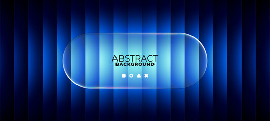 Poster - Chromatic vertical ripple gradient with a glass panel title placeholder. Vector abstract banner background for modern design.