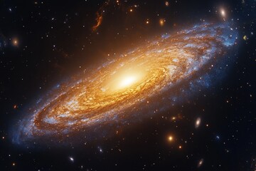 Aufkleber - Spiral galaxy with bright center and arms in a dark night sky viewed from outer space