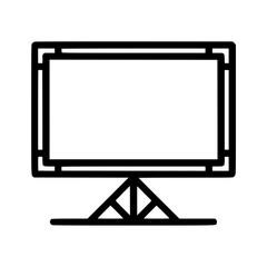 Fototapete - A minimalist line drawing of a television or computer monitor on a stand.