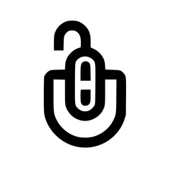 Fototapete - Simple black and white graphic of an unlocked padlock icon.